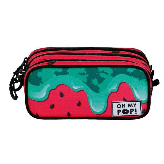 Oh My Pop FAN 2.2 Estuche Portatodo Escolar con 3 Compartimentos Ripstop Verde