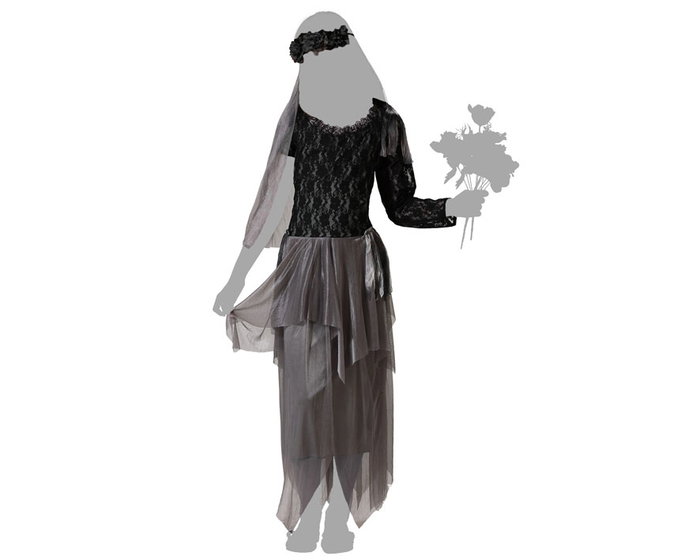 Atosa Disfraz infantil de novia fantasma gris con velo y vestido largo