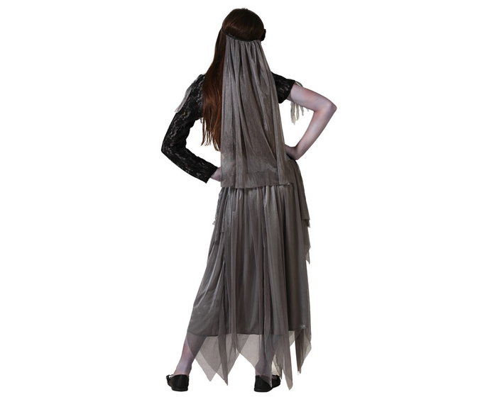 Atosa Disfraz infantil de novia fantasma gris con velo y vestido largo