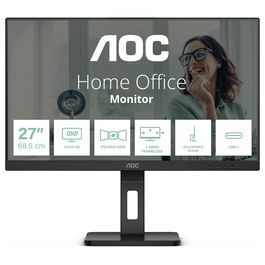 AOC Q27P3CV Monitor de 27 pulgadas, Quad HD (2560x1440), IPS, 100Hz, HDMI, DP, USB-C, Negro