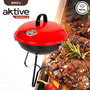 Aktive Barbacoa de carbón redonda con tapa rojo y negro