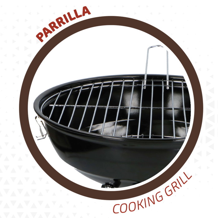 Aktive Barbacoa de carbón redonda con tapa rojo y negro