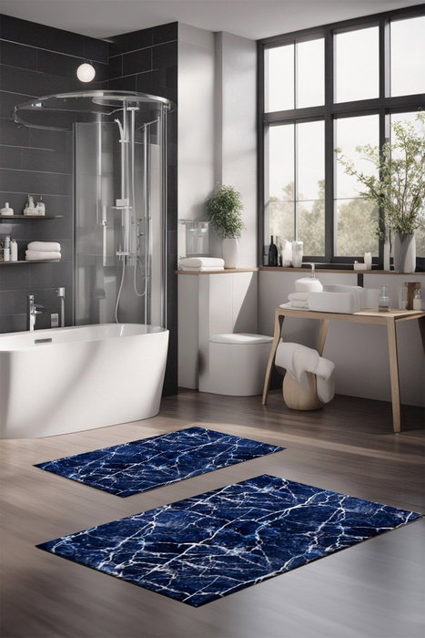 Mijölnir CT-5055 Juego de Alfombrillas de Baño Antideslizantes y Antibacterianas con Impresión Digital, Poliéster, 40x60 cm y 60x100 cm