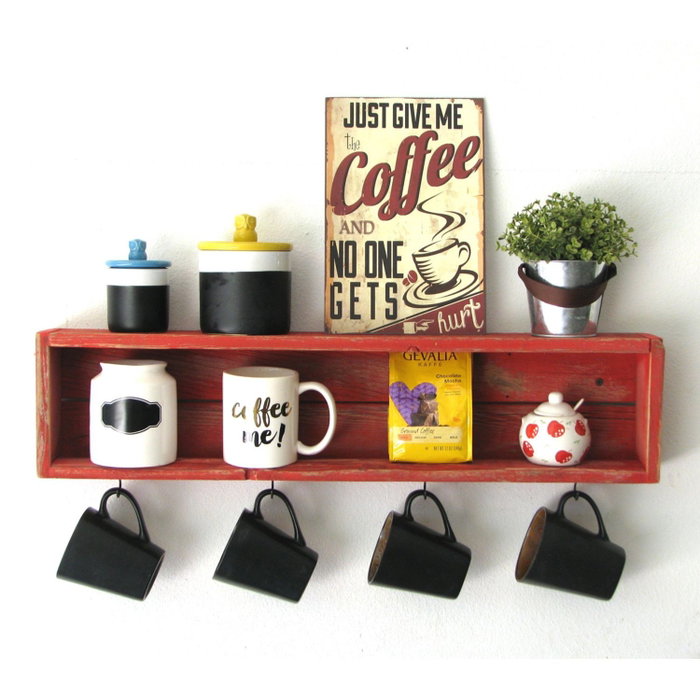 Hanah Home Raf212 Estantería de Cocina Bohemia Roja en Madera de Abeto 70x21x10 cm Hanah Home Raf212 Estantería de Cocina Bohemia Roja en Madera de Abeto 70x21x10 cm