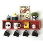 Hanah Home Raf212 Estantería de Cocina Bohemia Roja en Madera de Abeto 70x21x10 cm
