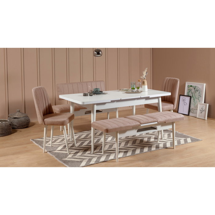 Hanah Home Sillón Vina Sandalye Terciopelo Blanco y Piedra 46x85x46 cm