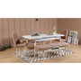 Hanah Home Sillón Vina Sandalye Terciopelo Blanco y Piedra 46x85x46 cm