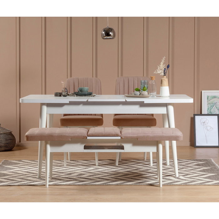 Hanah Home Sillón Vina Sandalye Terciopelo Blanco y Piedra 46x85x46 cm