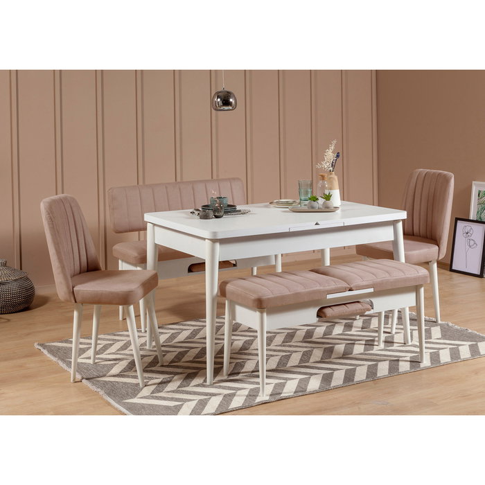 Hanah Home Sillón Vina Sandalye Terciopelo Blanco y Piedra 46x85x46 cm