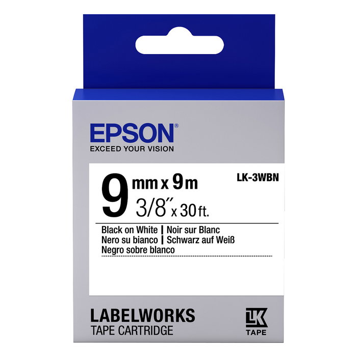 Epson LK-3WBN Cinta mecanográfica Negro sobre blanco 9 mm x 9 m