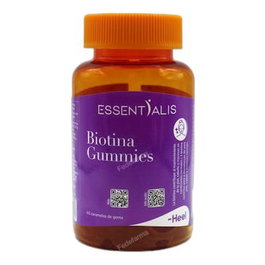 Essentialis Biotina Gummies 60 Caramelos de Goma. Vitaminas, Zinc para Piel, Cabello y Uñas. Apto para Veganos.
