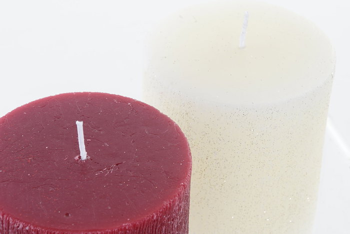 DKD Home Decor Set de 2 Velas de Cera de Parafina Blanco y Rojo