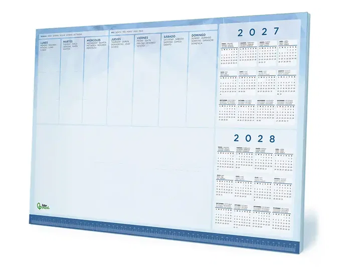 Liderpapel Planning de Sobremesa Semanal 2027-2028, 40x60 cm, 50 Hojas de 90 g/m², Vista Semana con Regla y Espacio para Notas Liderpapel Planning de Sobremesa Semanal 2027-2028, 40x60 cm, 50 Hojas de 90 g/m², Vista Semana con Regla y Espacio para Notas