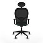 Silla de oficina Alocén con mecanismo Sincro tapizada con Tela color Verde esmeralda y malla color Negro. Equipada con lumbar 1D, Brazos 1D, Cabecero Fijo y Ruedas 65 mm parqué