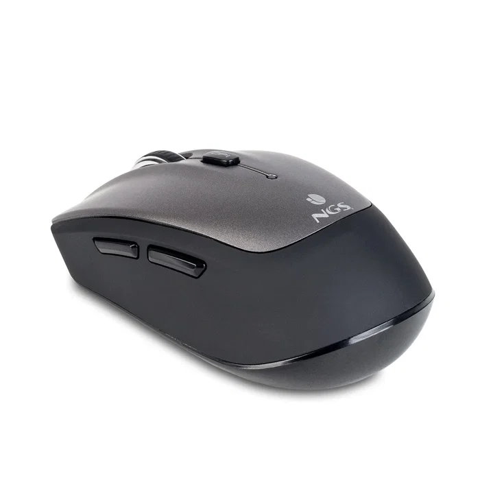 NGS Frizz BT - Ratón Inalámbrico Bluetooth Óptico para Oficina 1600 DPI, Ambidextro, Compatible con Windows/Mac/Linux/Android, Portátil, Gris