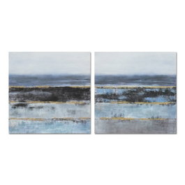 DKD Home Decor Set de 2 Cuadros Abstractos sobre Lienzo MDF 80x80 cm