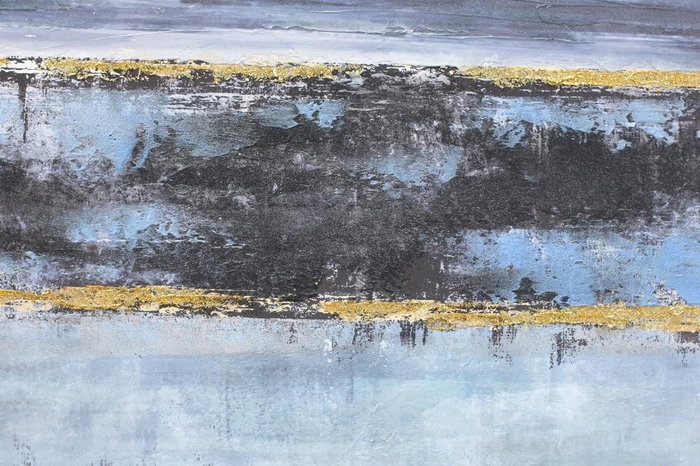 DKD Home Decor Cuadro Moderno Azul Negro Abstracto 3x80x80 cm (2 Unidades)