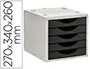 Archivo 2000 Fichero Cajones Sobremesa 5 Cajones Negro Opaco Poliestireno Reciclado A4 Folio 270x340x260 mm