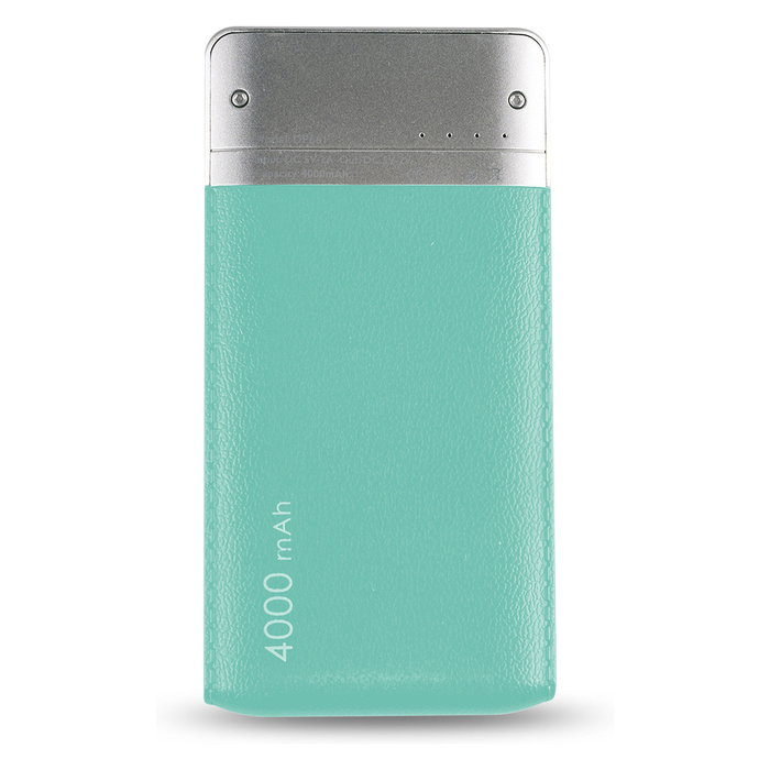 RealPower Powerbank PB-4000, 4000mAh, Azul Lake Plata, Polimero de Litio, Carga Rapida 2A, MicroUSB