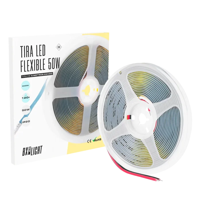 BX3 LIGHT Tira LED Flexible COB 5m 50W 24V DC Blanco 4000K IP20 para Interior, BX3-COB-320-24DC-W BX3 LIGHT Tira LED Flexible COB 5m 50W 24V DC Blanco 4000K IP20 para Interior, BX3-COB-320-24DC-W