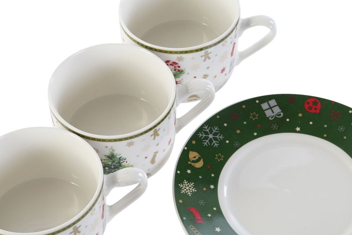 DKD Home Decor Café Navidad Tradicional Set de 6 Piezas Porcelana Rojo Verde Blanco 7.5 x 5.7 x 8 cm DKD Home Decor Café Navidad Tradicional Set de 6 Piezas Porcelana Rojo Verde Blanco 7.5 x 5.7 x 8 cm