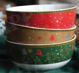 DKD Home Decor Café Navidad Tradicional Set de 6 Piezas Porcelana Rojo Verde Blanco 7.5 x 5.7 x 8 cm