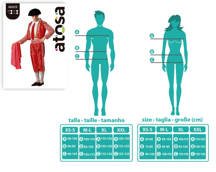 Disfraz Torero Rojo Hombre Adulto XXL con Capote Disfraz Torero Rojo Hombre Adulto XXL con Capote