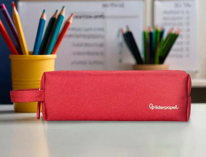 Liderpapel Estuche portatodo Classic rectangular con asa rojo