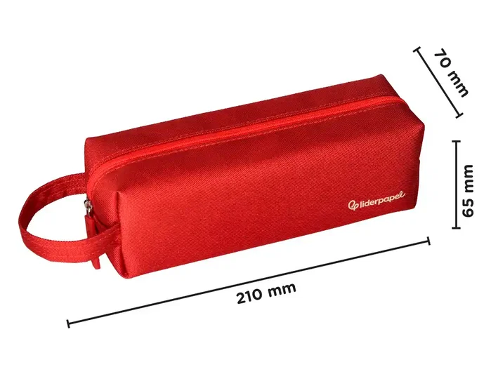 Liderpapel Estuche portatodo Classic rectangular con asa rojo