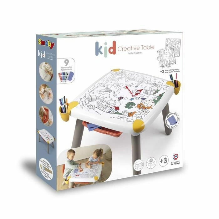 Smoby Kid Creative Table Mesa Creativa con Superficie Borrable