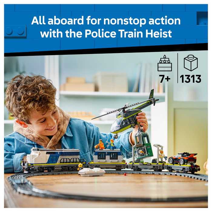 LEGO 60508 City Asalto al Tren de Policía, Juego de Construcción de 1313 Piezas para Niños de 7 a 99 Años, Multicolor