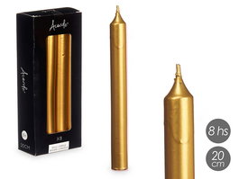 Acorde Set 8 Cirios Oro 20 cm 8 Horas de Duración para Velas (Set de 12)