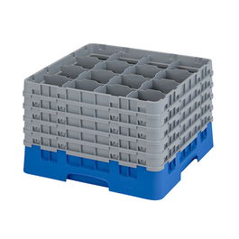 CAMBRO - 16S1058-168 - Cesta de lavado 16 comp. 5 alturas - 10,9 cm Ø máx. - alt. máx. 28,2 cm - 50 x 50 x 30,8 cm - Azul