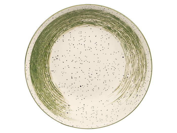 Vessia Plato Hondo Patinado de Porcelana, Verde y Blanco, 20.5 cm de Diámetro (Set de 36)