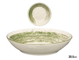 Vessia Plato Hondo Patinado de Porcelana, Verde y Blanco, 20.5 cm de Diámetro (Set de 36)