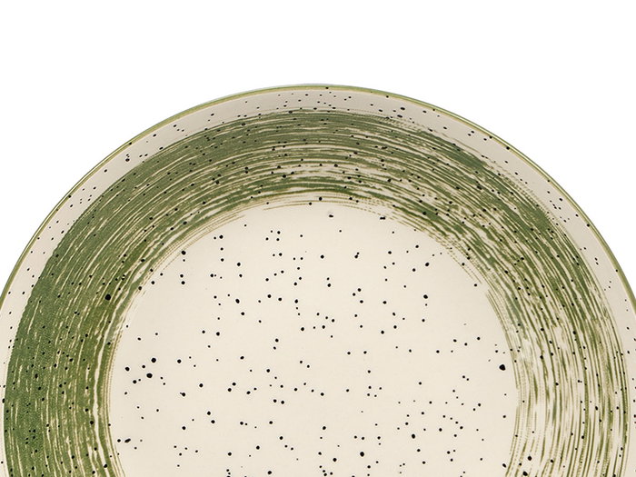 Vessia Plato Hondo Patinado de Porcelana, Verde y Blanco, 20.5 cm de Diámetro (Set de 36)