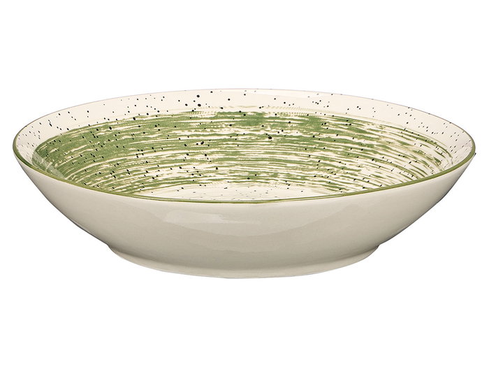 Vessia Plato Hondo Patinado de Porcelana, Verde y Blanco, 20.5 cm de Diámetro (Set de 36)