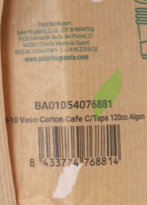 Algon Set 10 Vasos Cartón para Café con Tapa 120cc (20 Unidades)