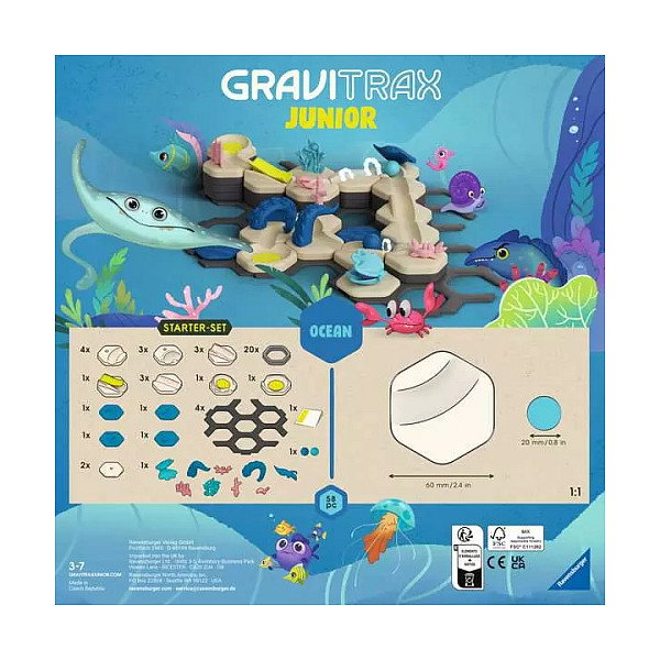 Ravensburger GraviTrax Junior Starter-Set S Ocean Pista de Canicas para Niños 3-7 Años Multicolor 58 Piezas