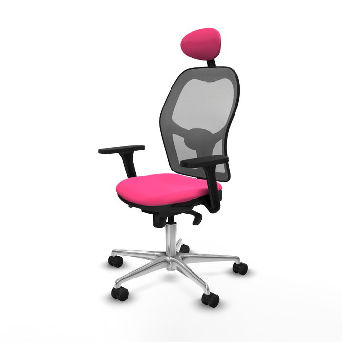 PIQUERAS Y CRESPO Silla de oficina Jorquera Rosa y Gris con mecanismo Sincro