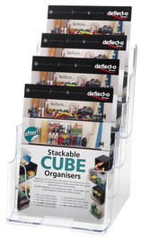 Portafolletos Sobremesa Deflect-O A5 Vertical 4 Compartimentos Cristal