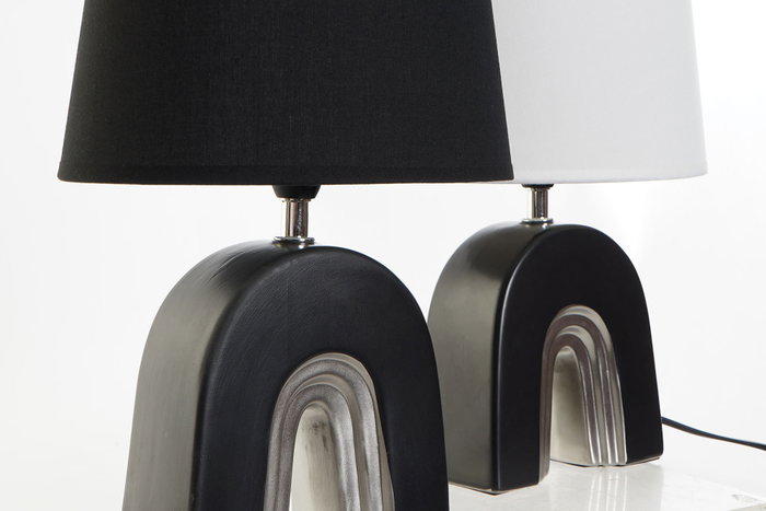 DKD Home Decor Lámpara de Sobremesa de Cerámica con Diseño de Arco (Surtido de 2)