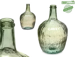 Giftdecor Botella Decorativa Vidrio Rayada 4L Verde 17x29x17cm (Set de 4)
