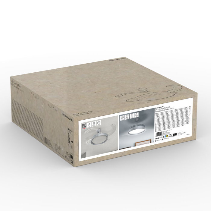 Ventilador de Techo con Luz LED y 4 Aspas Retráctiles Silteez InnovaGoods Plateado 80 W Ø49-104 cm Ventilador de Techo con Luz LED y 4 Aspas Retráctiles Silteez InnovaGoods Plateado 80 W Ø49-104 cm