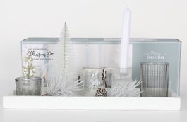 DKD Home Decor Set de 8 Portavelas Árbol Blanco en Cristal y MDF