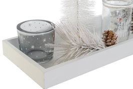 DKD Home Decor Portavelas Blanco Cristal y MDF Set de 8 Piezas 40x14x3 cm