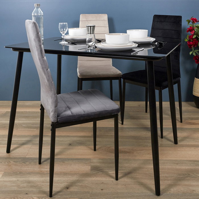 Home Deco Factory Silla Terciopelo Gris Víctor