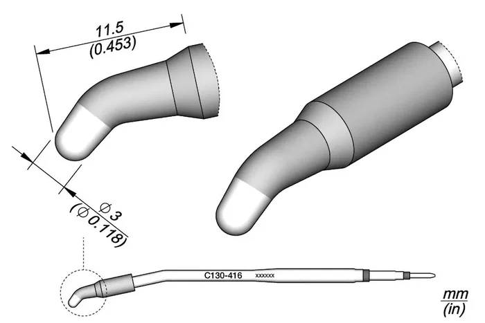 JBC TOOLS Pico cono acodado de 2,9mm JBC TOOLS Pico cono acodado de 2,9mm