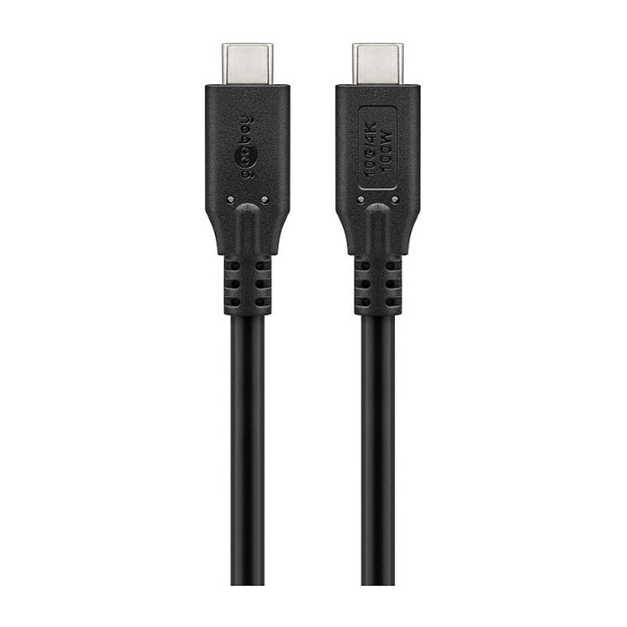 Goobay Cable USB-C a USB-C 3.2 Gen2 (74200), 1 Metro, Negro, 10 Gbit/s, Power Delivery 100W, 4K 60Hz, Thunderbolt 4