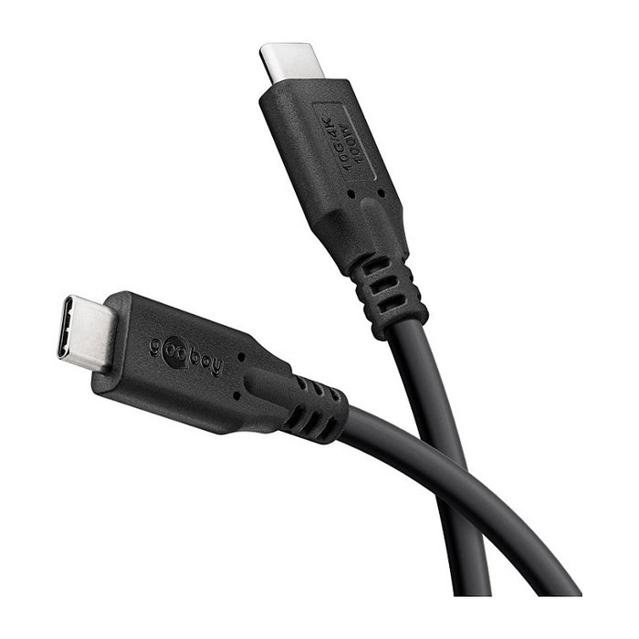 Goobay Cable USB-C a USB-C 3.2 Gen2 (74200), 1 Metro, Negro, 10 Gbit/s, Power Delivery 100W, 4K 60Hz, Thunderbolt 4